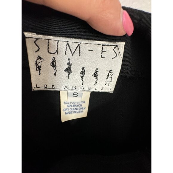 Vintage Sum-Es Black Maxi Skirt S Button Detail & Beaded Accents Boho Classic - Picture 2 of 5